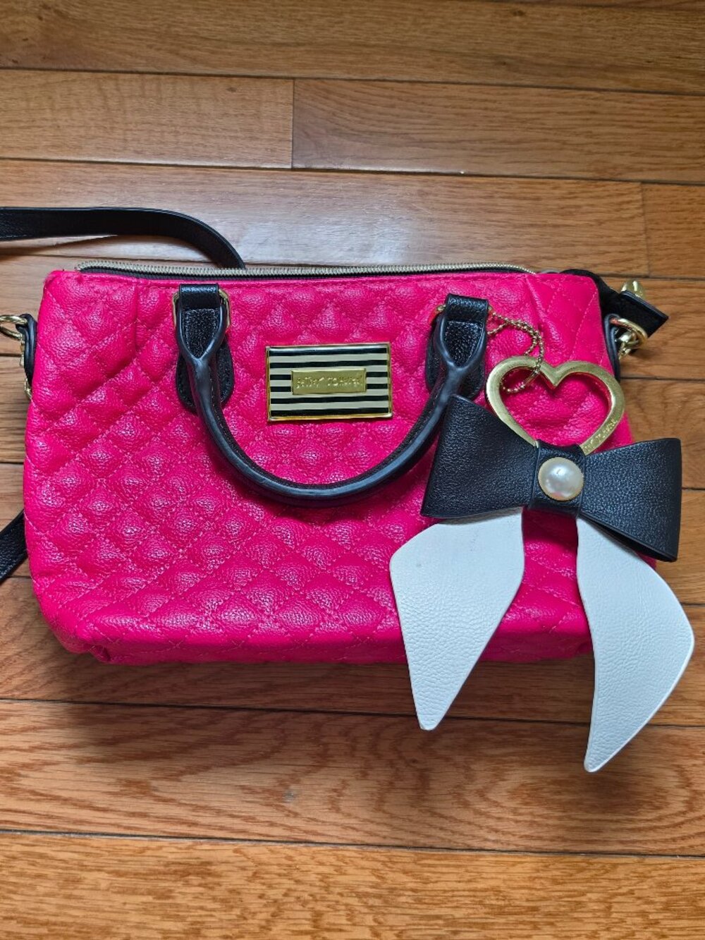 Betsey Johnson Pink Quilted Crossbody